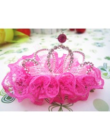 Sweet Princess Rhinestone Crown with Lace Hair clips